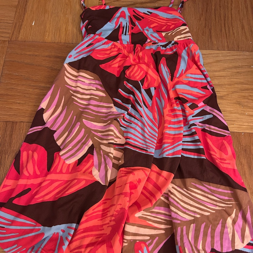 Maaji Tropical Mini Dress in Red, Brown, Pink, Blue